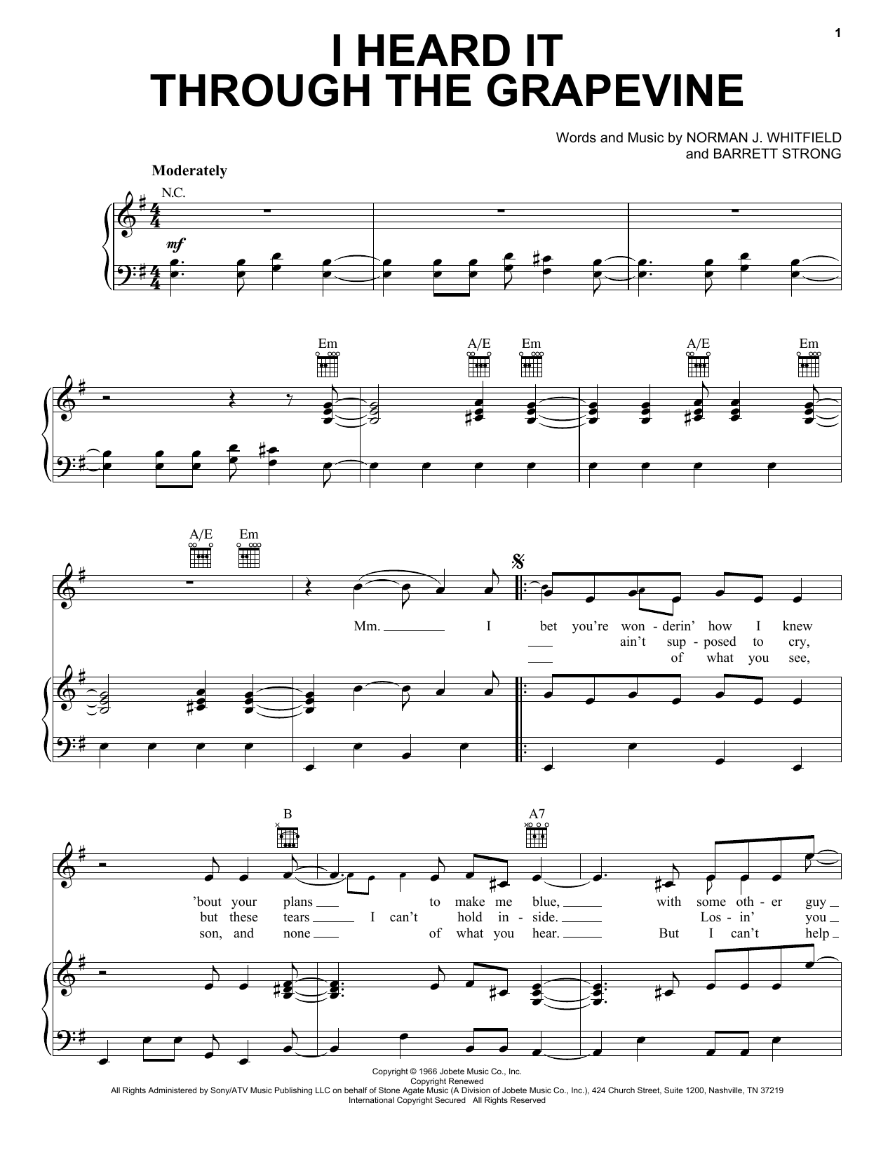 Produktgalerie: Seite 1 von 1 I Heard It Through The Grapevine, Marvin Gaye, Gesang, Gitarre, Klavier