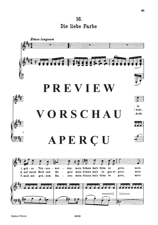 gallery: Die liebe Farbe D.795-16 (Die Schöne Müllerin) , ,  (voice high + piano)
