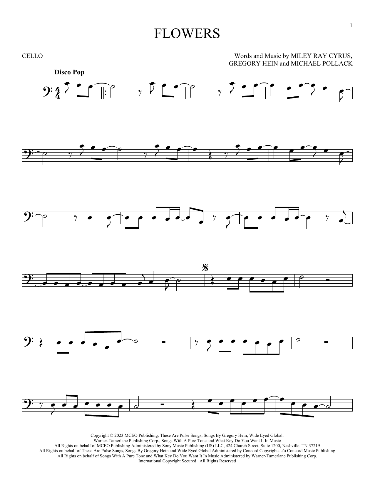 Produktgalerie: Seite 1 von 1 Flowers, Miley Cyrus, Violoncello