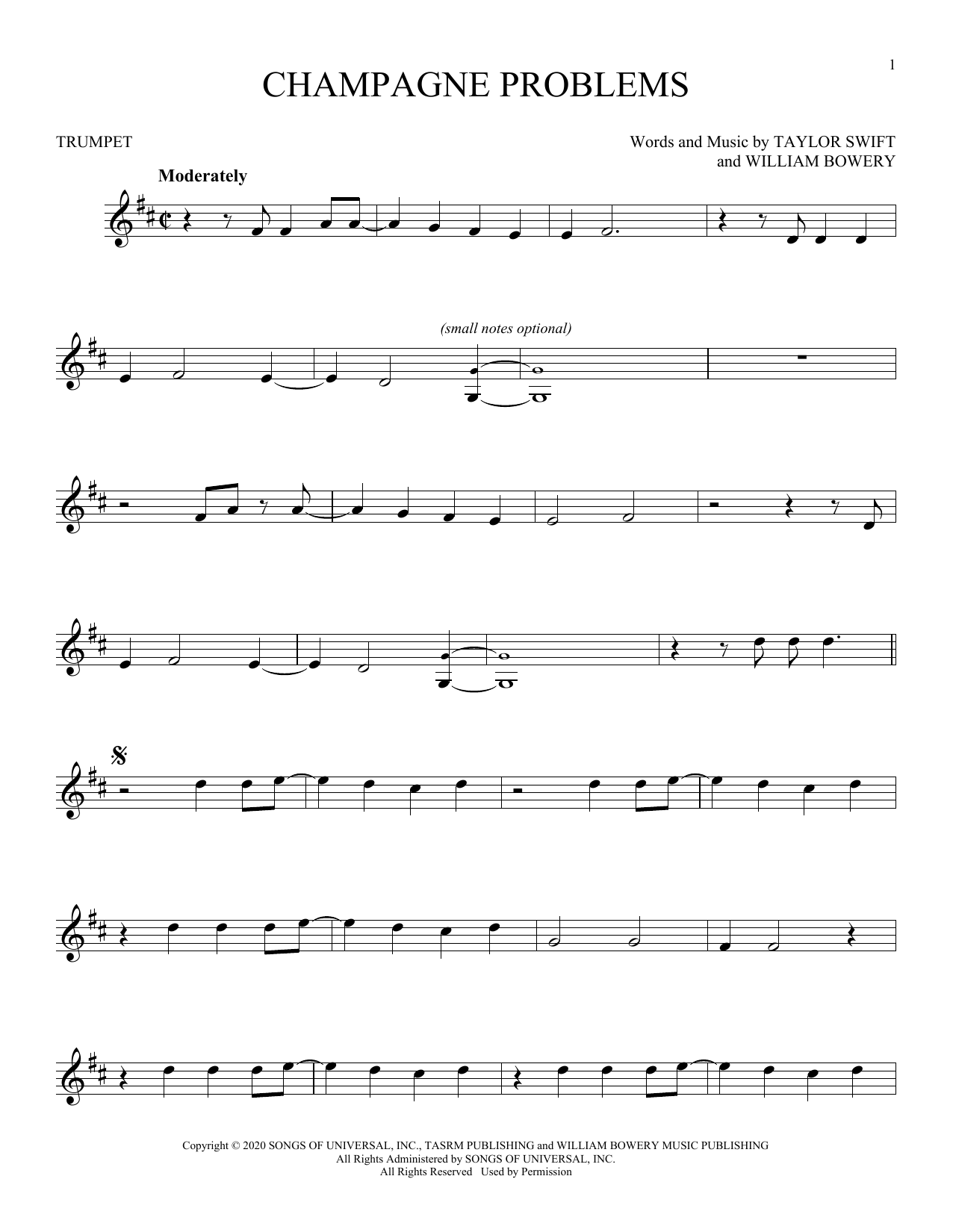 Produktgalerie: Seite 1 von 1 champagne problems, Taylor Swift, Trompete