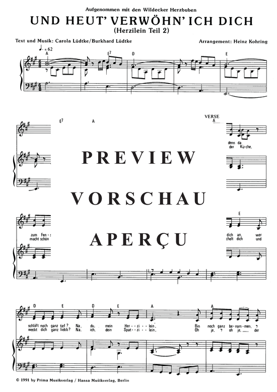 gallery: Und heut verwöhn ich dich , Wildecker Herzbuben, 	Die, (Klavier + Gesang)