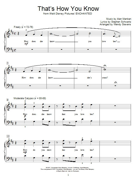 Product picture to: That's How You Know (from Enchanted) (arr. Wendy Stevens)