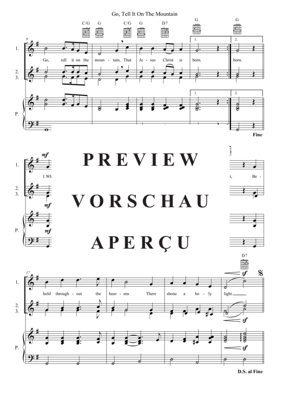 Produktgalerie: Seite 3 von 3 Go Tell It On The Mountain , , (Gesang 3-stimmig + Klavier)