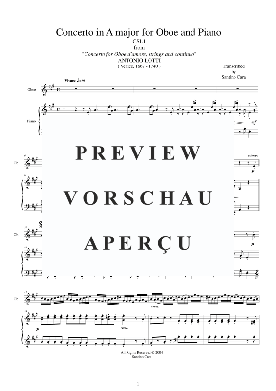 Produktgalerie: Seite 2 von 11 Konzert A-Dur, , Oboe und Klavier