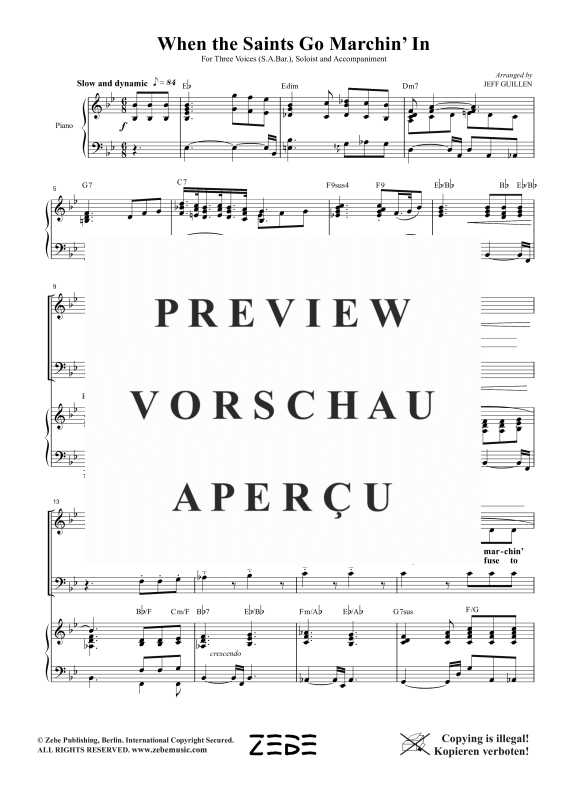 Produktgalerie: Seite 7 von 11 When the Saints Go Marchin´ In, , Gemischter Chor SAB, Solo und Klavier