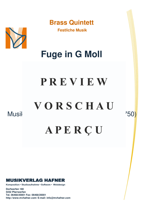 Produktgalerie: Seite 2 von 11 Fuge in G Moll, , (Blechbläser Quintett)