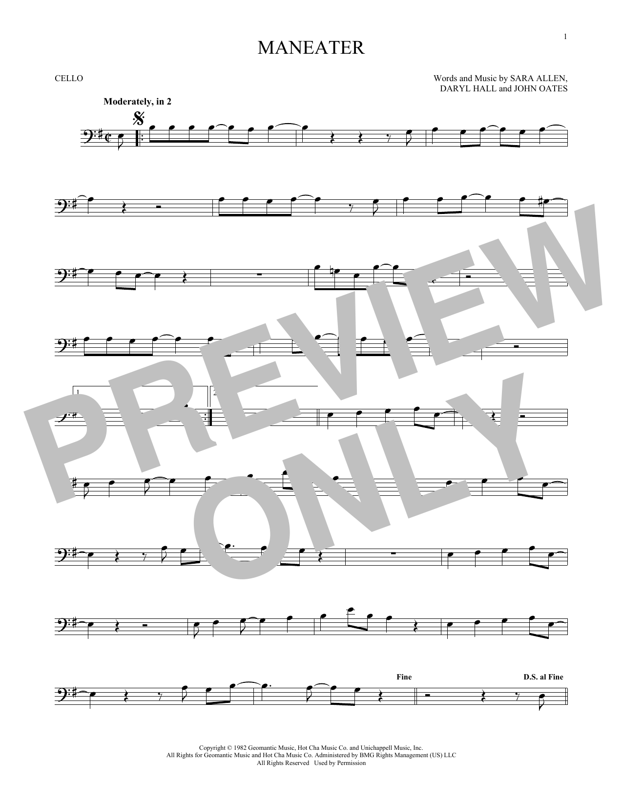 Produktgalerie: Seite 1 von 1 Maneater, Hall & Oates, Violoncello