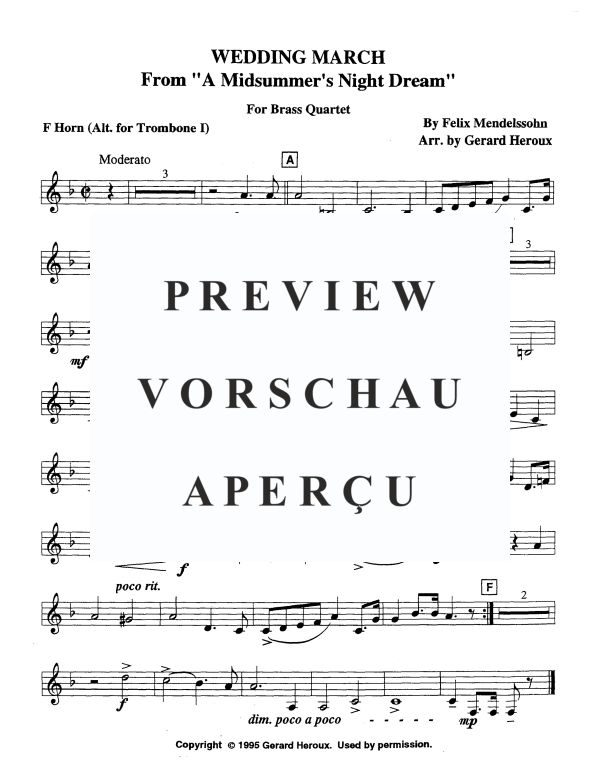 Produktgalerie: Seite 10 von 10 Hochzeitsmarsch, , Blechbläser Quartett