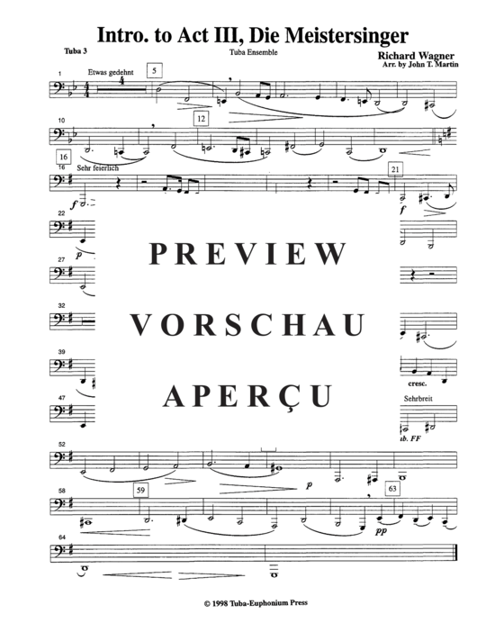 Product gallery: Page 11 of 11 Intro. to Act III, Die Meistersinger , , (Tuba Quintet EETTT)