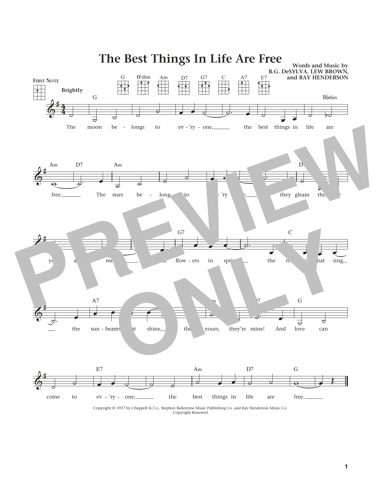 Product gallery: Page 1 of 1 The Best Things In Life Are Free (from The Daily Ukulele) (arr. Liz and Jim Beloff), Ray Henderson