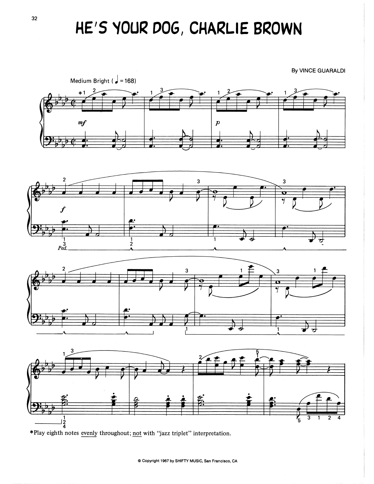 Produktgalerie: Seite 1 von 1 He's Your Dog, Charlie Brown (arr. Lee Evans), Vince Guaraldi, Klavier