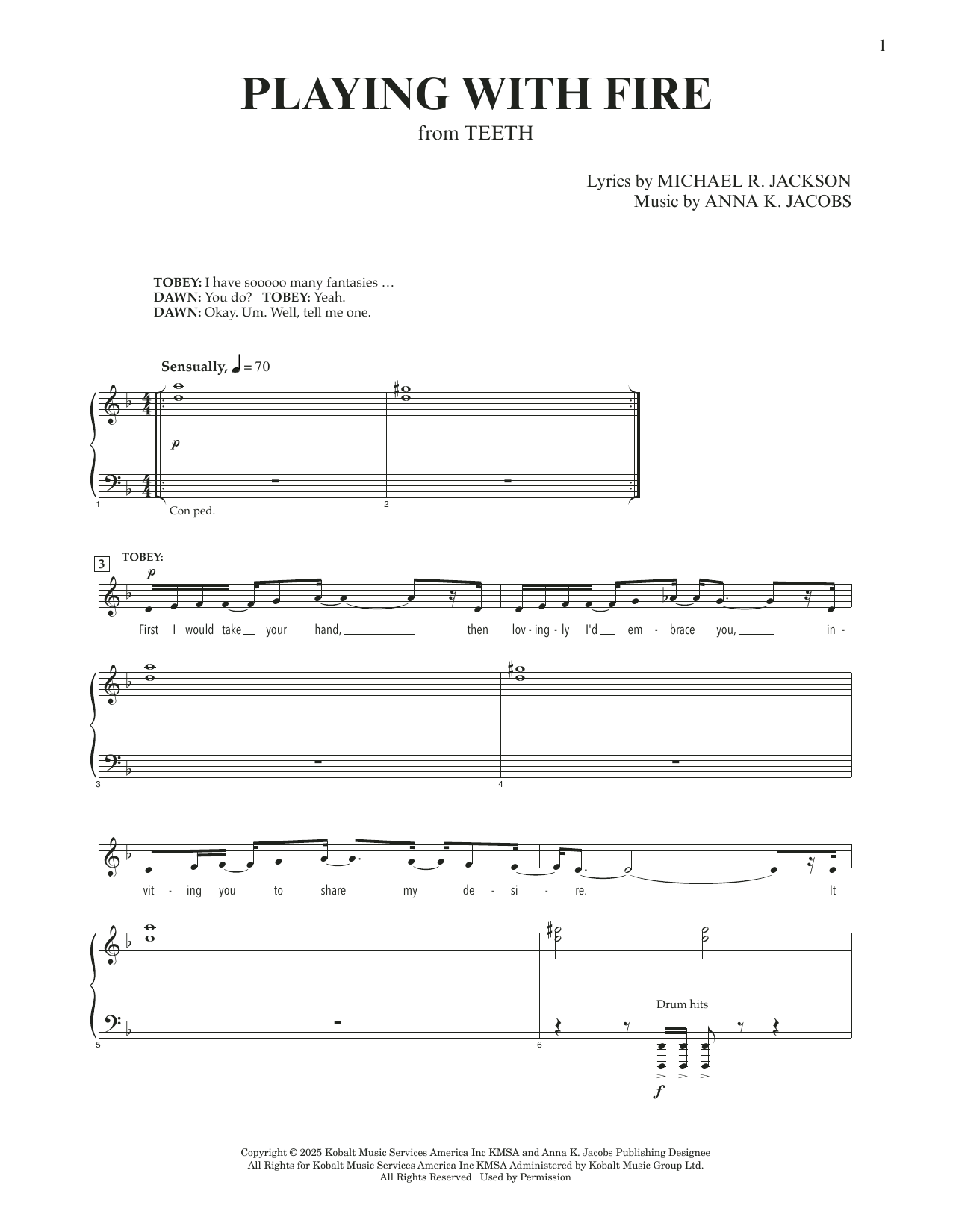 Produktgalerie: Seite 1 von 1 Playing With Fire (from Teeth), Anna K. Jacobs and Michael R. Jackson, Gesang, Klavier