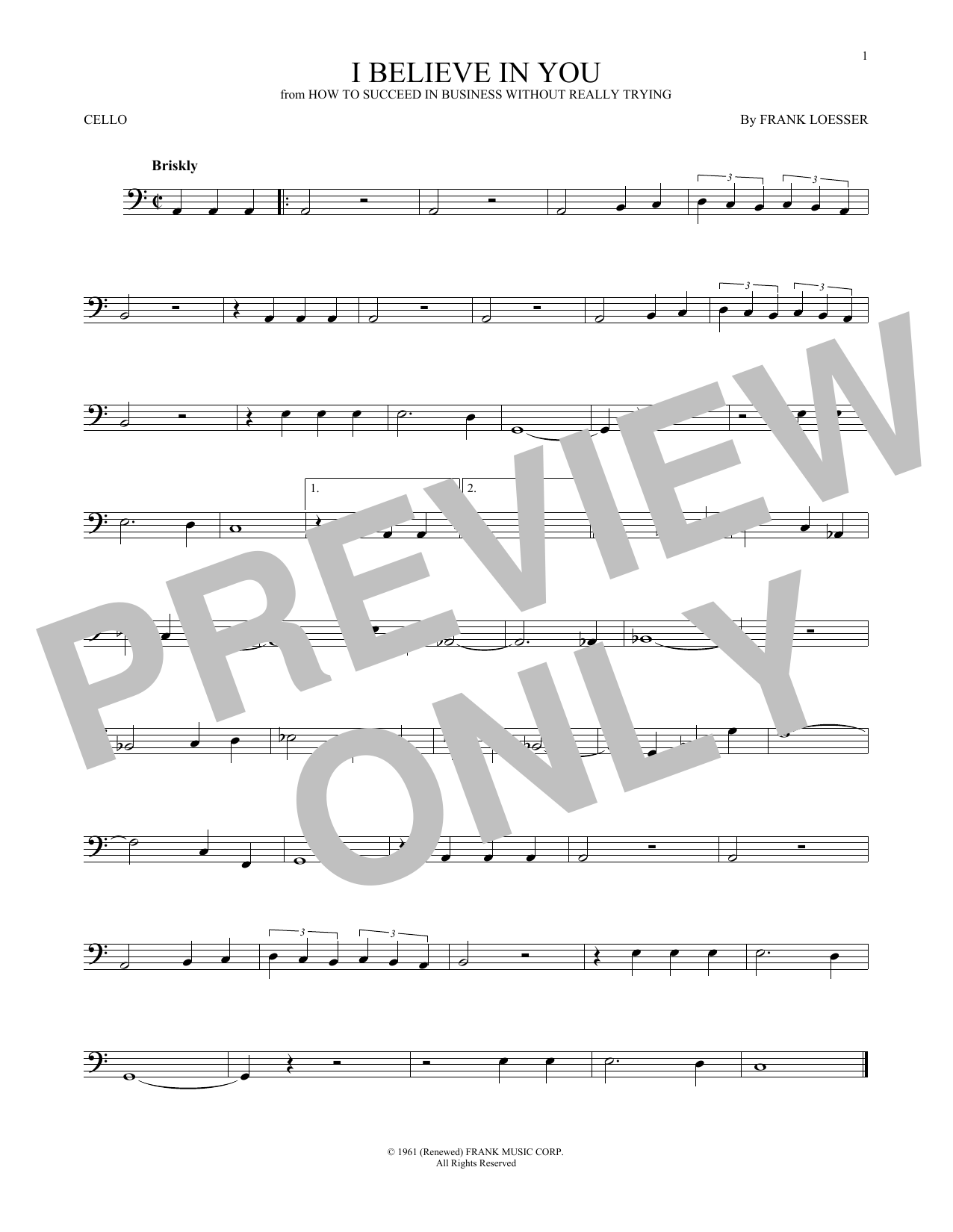 Produktgalerie: Seite 1 von 1 I Believe In You, Frank Loesser, Violoncello