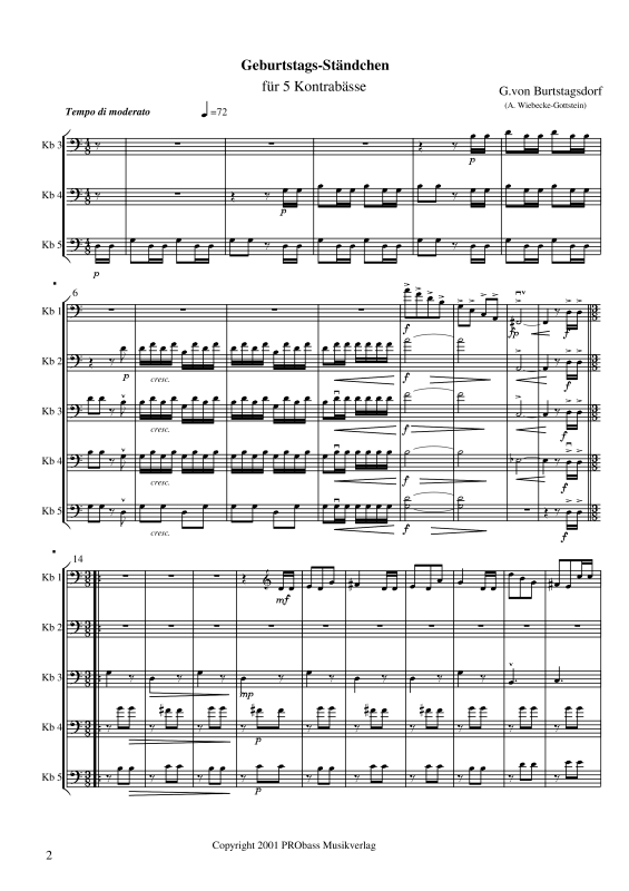 gallery: Geburtstags-Ständchen, , Double Bass Quintet