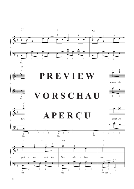 Product gallery: Page 3 of 3 Kommt ein Vogel geflogen (Vers.2 in F- Dur)  (Piano / Keyboard) , , Piano Solo