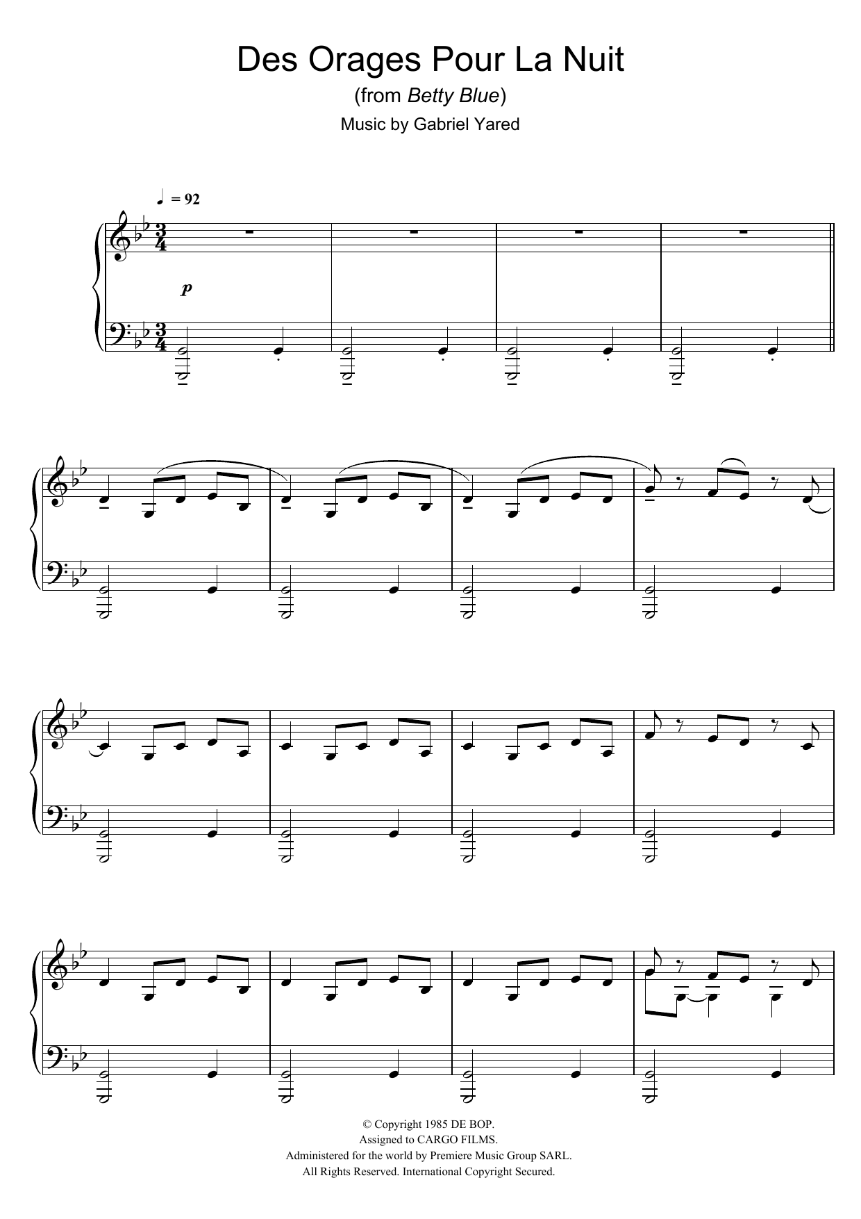 Produktbild zu: Des Orages Pour La Nuit (from Betty Blue)