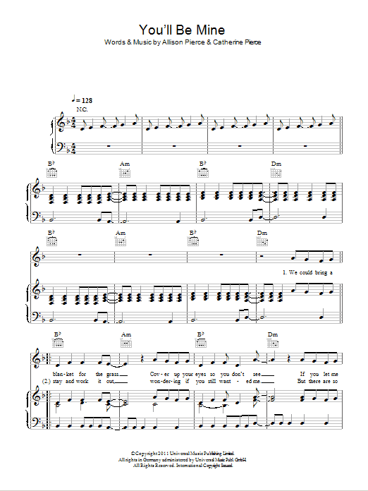 Produktgalerie: Seite 1 von 1 You'll Be Mine, The Pierces, Gesang, Gitarre, Klavier