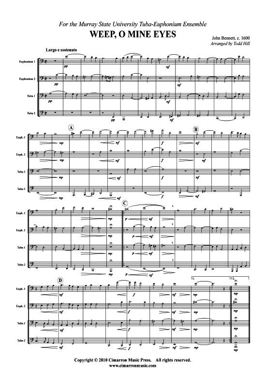 Product picture to: Weep, O Mine Eyes John Bennet