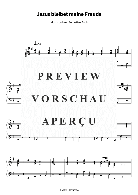 Produktgalerie: Seite 5 von 5 Jesus bleibet meine Freude - BWV 147 - leicht spielbare Klavierfassung, , Klavier Solo