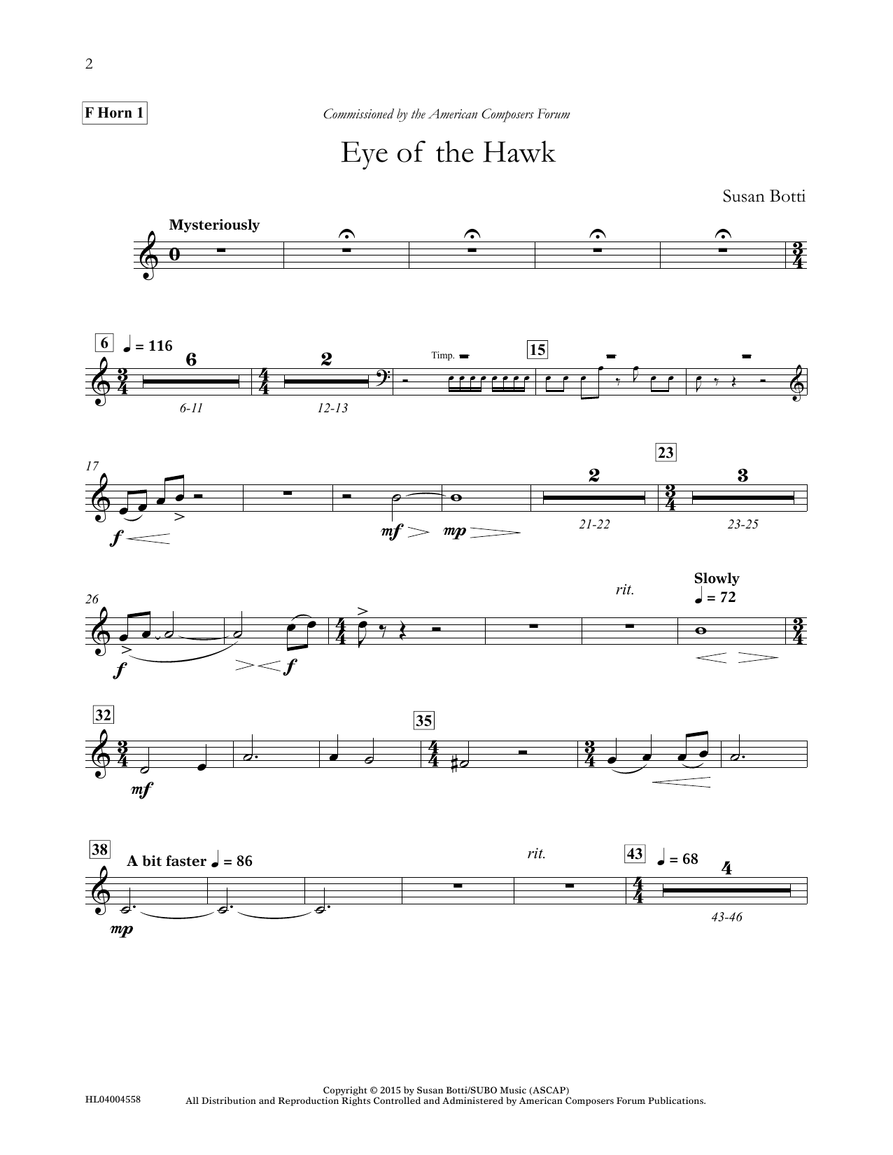 Product picture to: Eye of the Hawk - F Horn 1