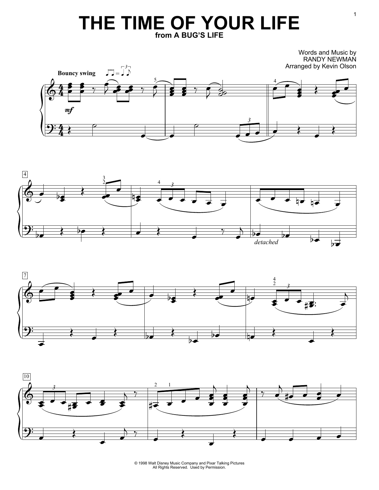 Produktbild zu: The Time Of Your Life (from A Bug's Life) (arr. Kevin Olson)