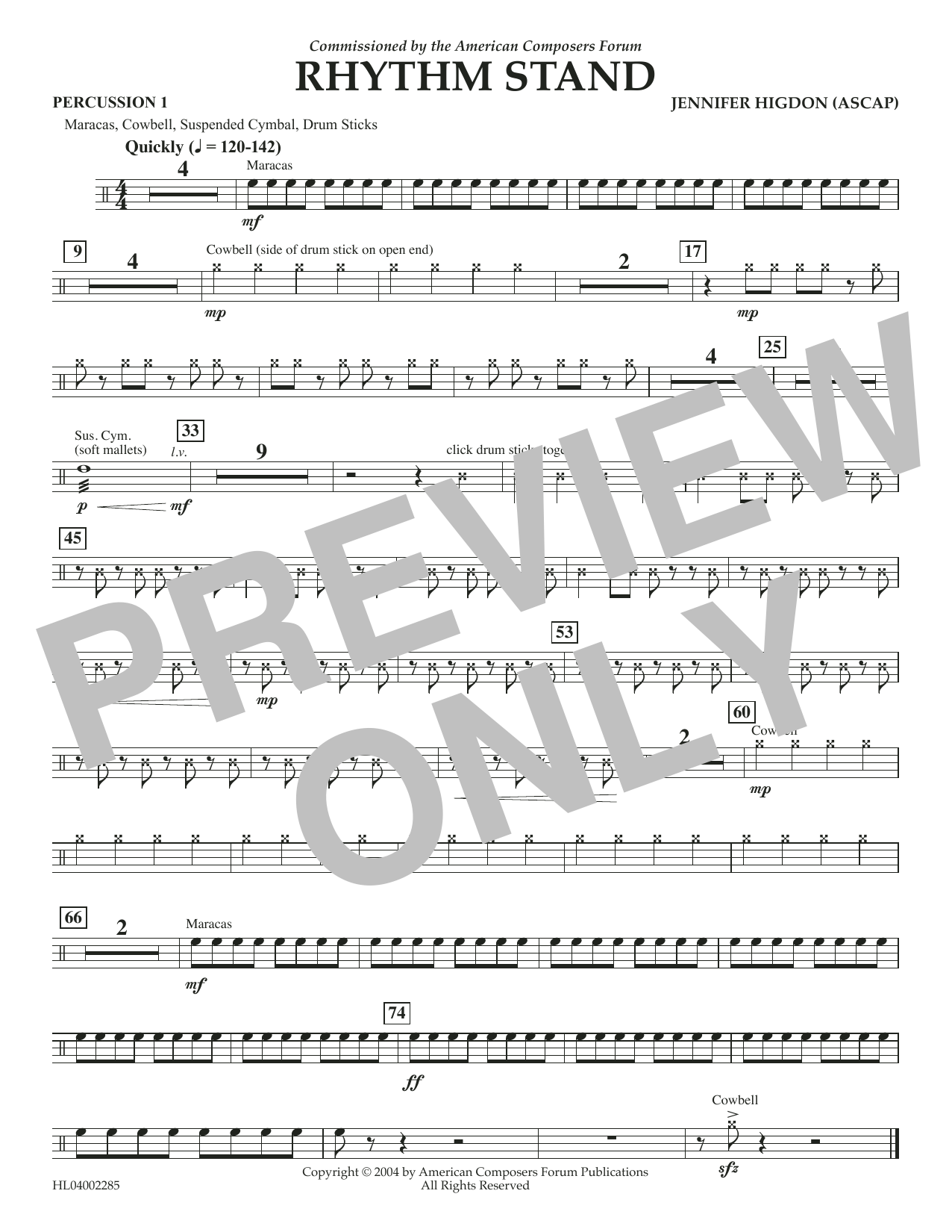 Product gallery: Page 1 of 1 Rhythm Stand - Percussion 1, Jennifer Higdon