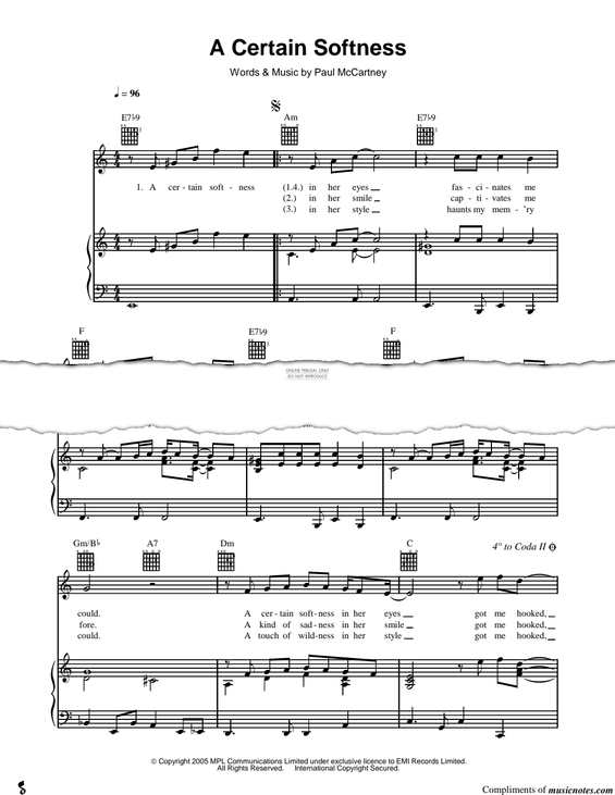 Produktgalerie: Seite 1 von 1 A Certain Softness, Paul McCartney, Gesang, Gitarre, Klavier