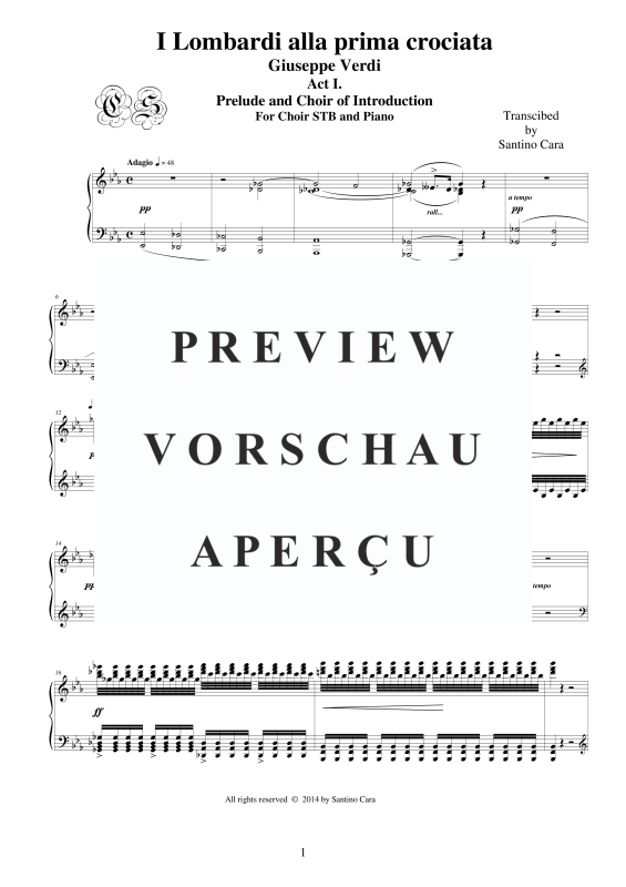 Produktgalerie: Seite 2 von 11 I Lombardi - (Act 1) Prelude-Introdution, , Gemischter Chor STB und Klavier