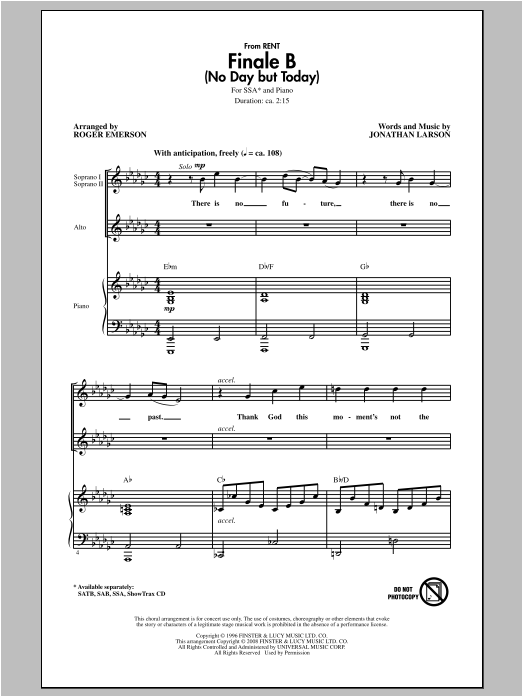 Produktgalerie: Seite 1 von 1 Finale B (No Day But Today), Roger Emerson, Chor