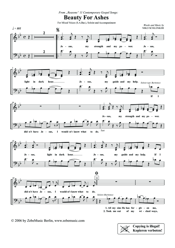 Produktgalerie: Seite 1 von 11 Beauty For Ashes, , Gemischter Chor SAB und Klavier