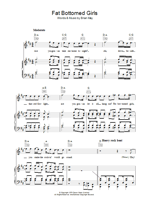 Produktgalerie: Seite 1 von 1 Fat Bottomed Girls, Queen, Gesang, Gitarre, Klavier
