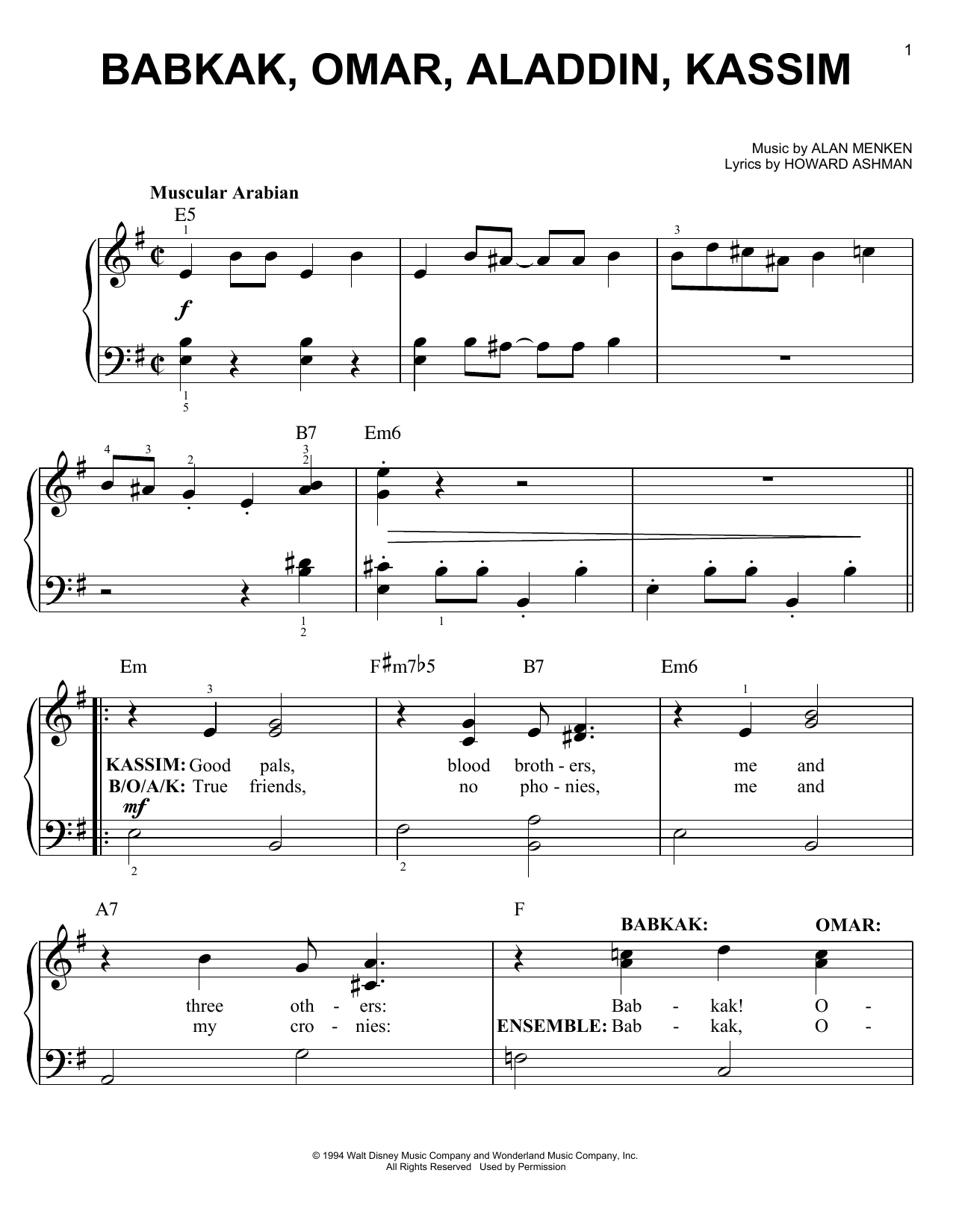 Produktbild zu: Babkak, Omar, Aladdin, Kassim (from Aladdin: The Broadway Musical)