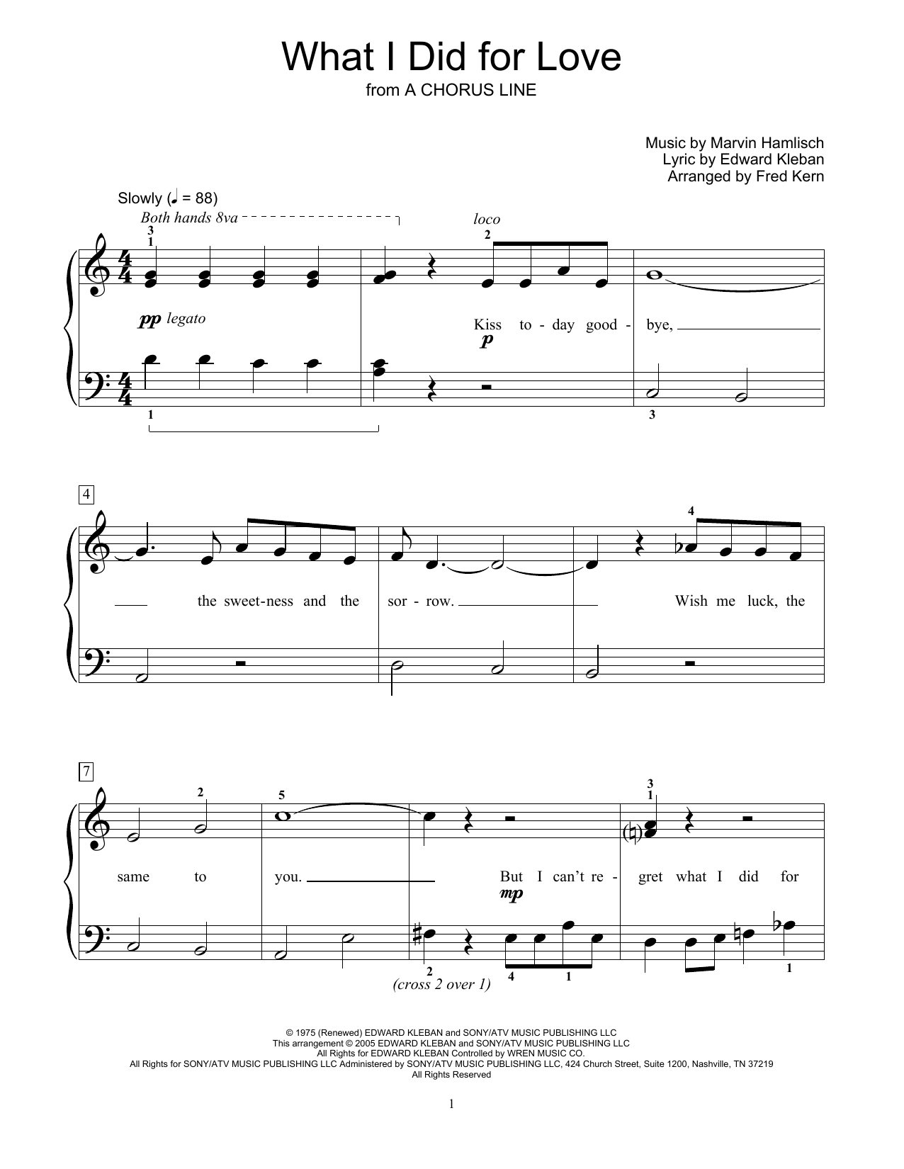 Product picture to: What I Did For Love (from A Chorus Line) (arr. Fred Kern)