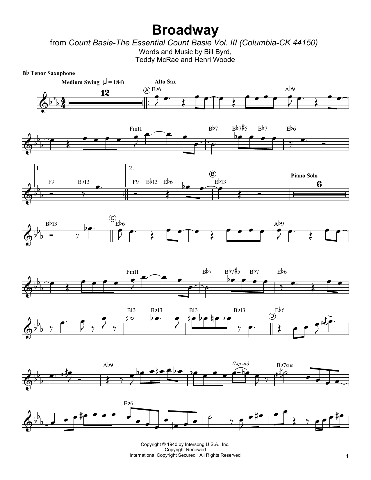 Product gallery: Page 1 of 1 Broadway, Count Basie