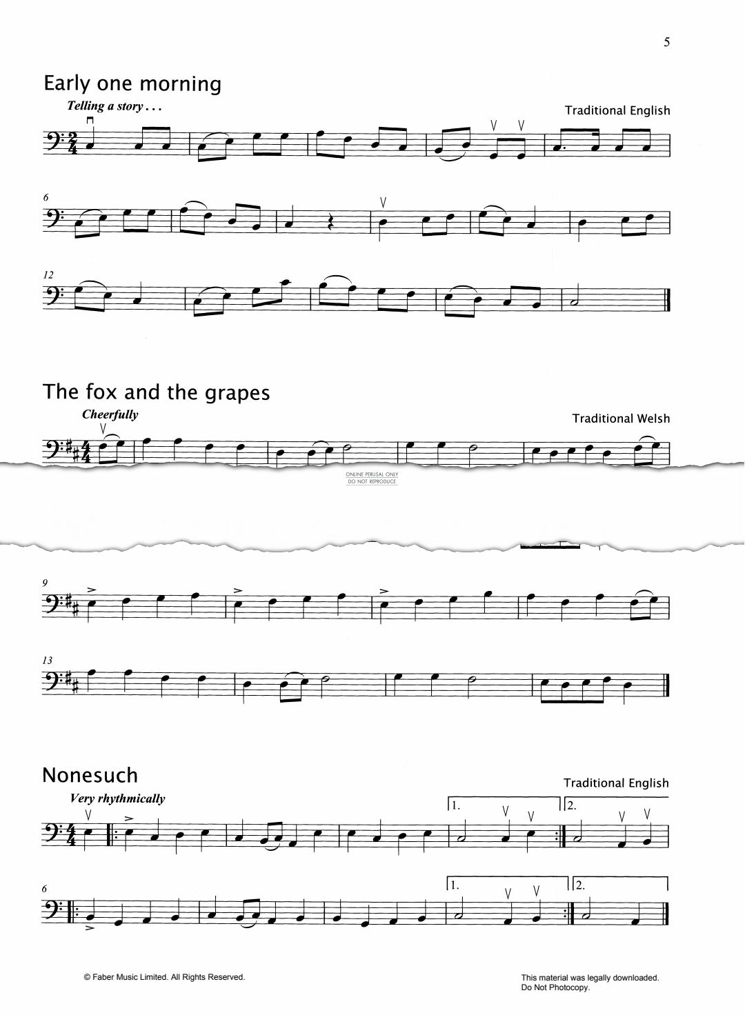 Produktgalerie: Seite 1 von 1 Early One Morning/The Fox And The Grapes/Nonesuch/Stars Of The County Down/Argeers/Dargason, , Violoncello