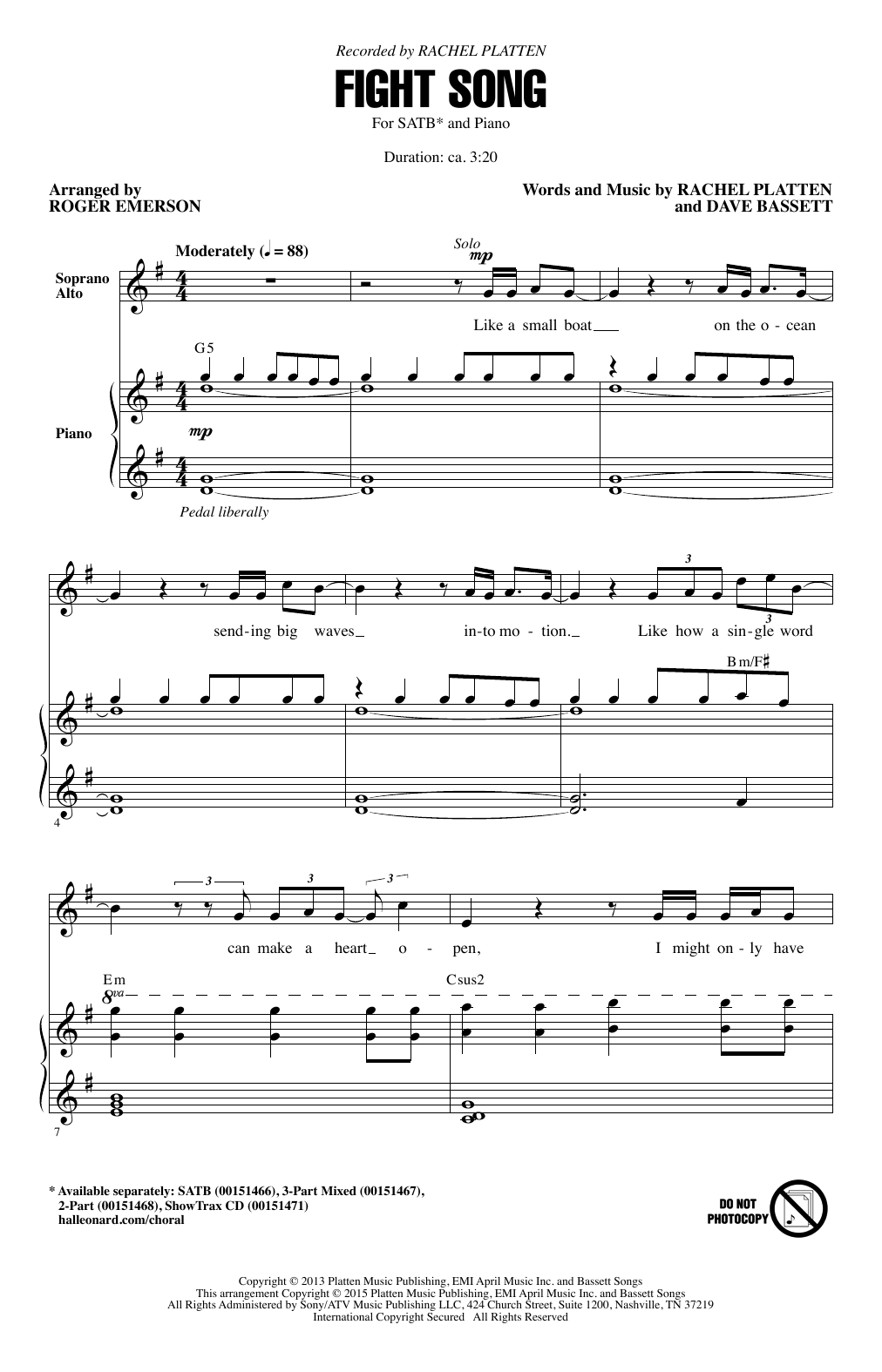 Product picture to: Fight Song (arr. Roger Emerson)