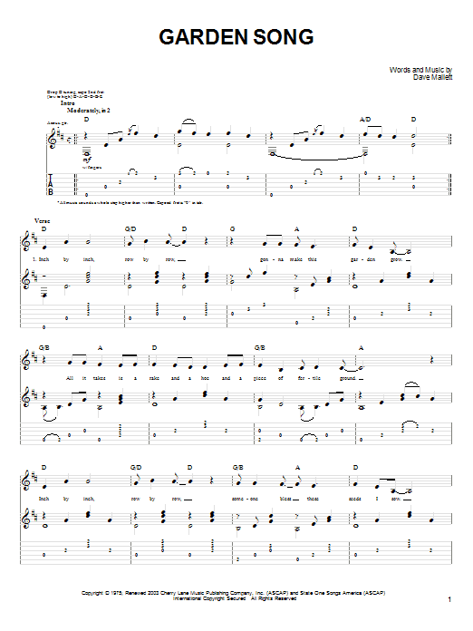 Product gallery: Page 1 of 1 Garden Song, John Denver