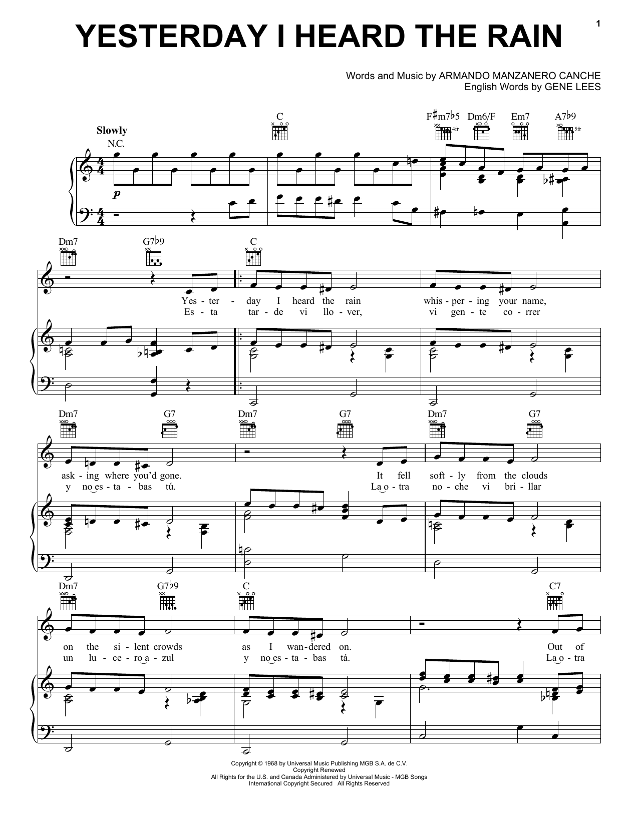 Produktgalerie: Seite 1 von 1 Yesterday I Heard The Rain, Shirley Bassey, Gesang, Gitarre, Klavier