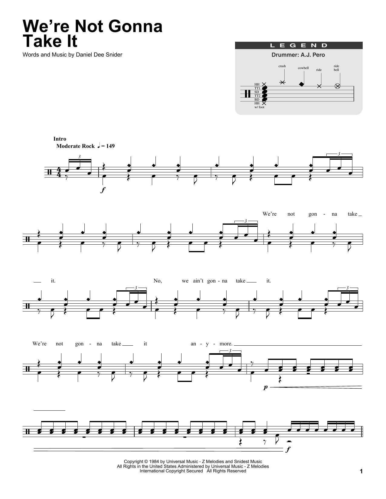 Product gallery: Page 1 of 1 We're Not Gonna Take It, Twisted Sister