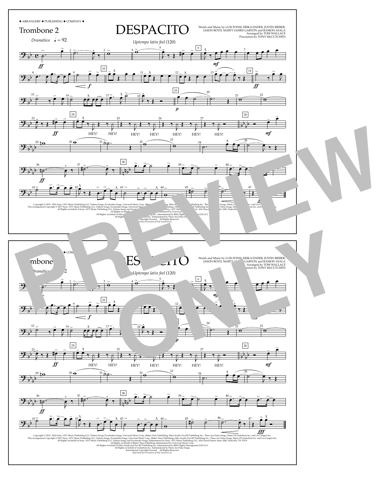 Produktbild zu: Despacito (arr. Tom Wallace) - Trombone 2