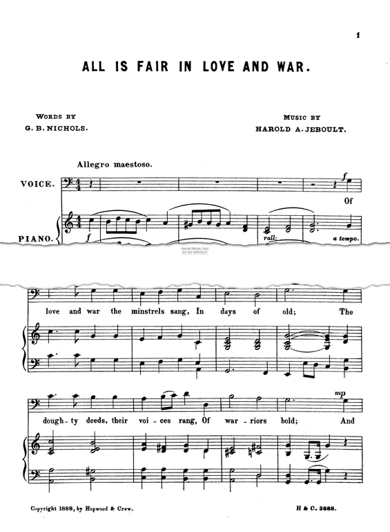 Produktgalerie: Seite 1 von 1 All Is Fair In Love And War, Howard A. Jeboult, Gesang, Klavier