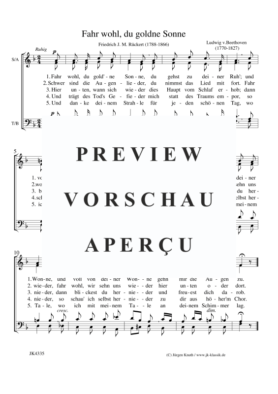 Product picture to: Fahr wohl, du goldne SonneLudwig van Beethoven