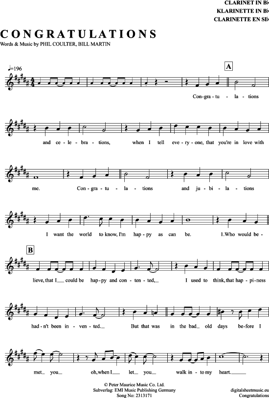 Product gallery: Page 1 of 4 Congratulations , Richard, Cliff, Clarinet in B-flat