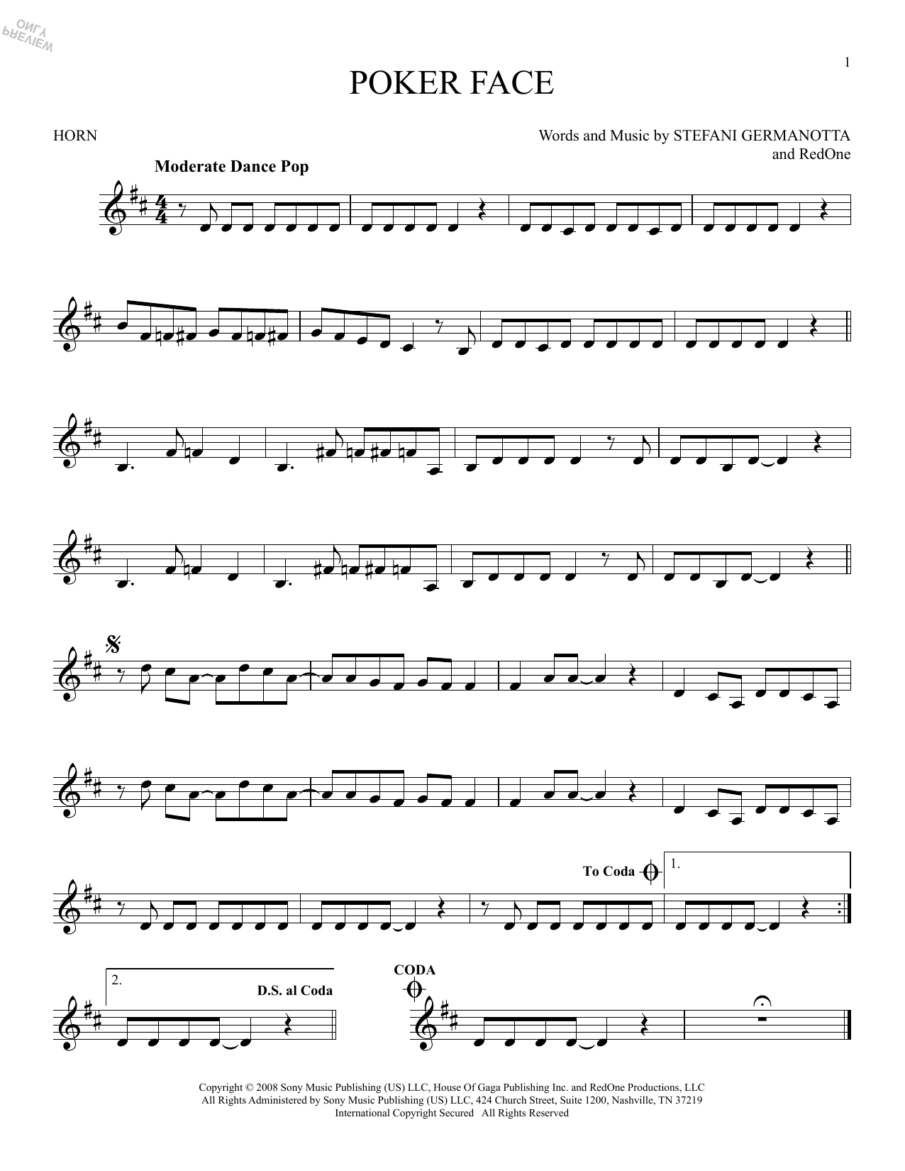 Produktgalerie: Seite 1 von 1 Poker Face, Lady Gaga, Horn