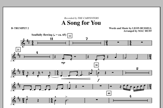 Produktgalerie: Seite 1 von 1 A Song For You (arr. Mac Huff) - Bb Trumpet 2, Carpenters, Chor