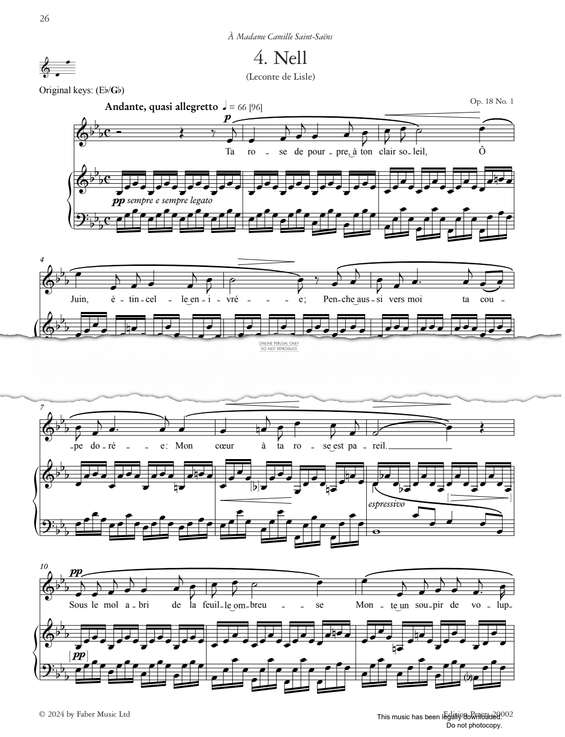 Produktgalerie: Seite 1 von 1 Nell Op.18, No.1, Gabriel Fauré, Gesang, Klavier