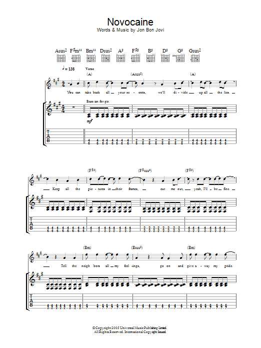 Produktgalerie: Seite 1 von 1 Novocaine, Bon Jovi, Gitarre