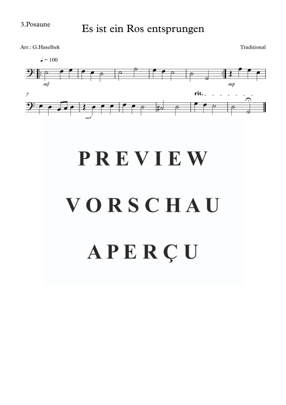 Produktgalerie: Seite 5 von 6 Es ist ein Ros entsprungen, , (Posaunen Quartett)