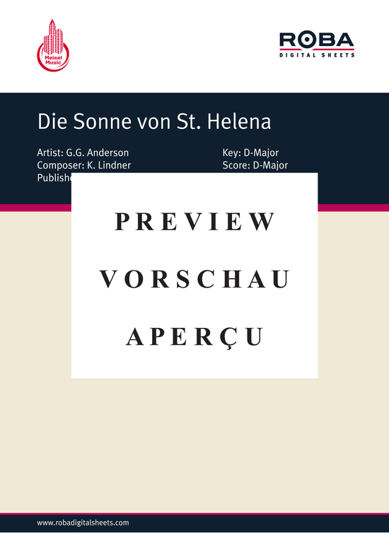 Produktgalerie: Seite 2 von 4 Die Sonne von St. Helena, Anderson, 	G.G., Klavier und Gesang