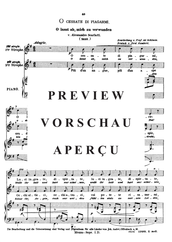 Product gallery: Page 2 of 3 O cessate di piagarmi, Schimon Adolph, Medium Voice and Piano